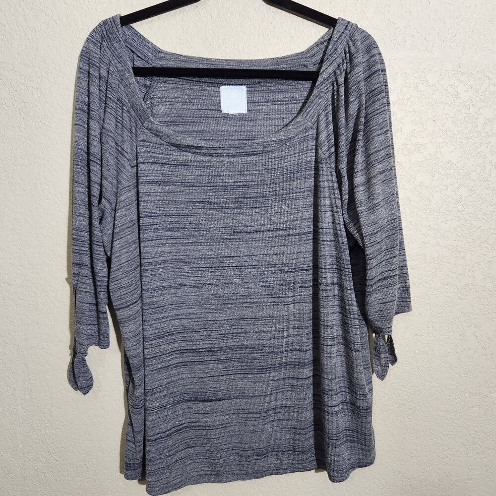 Sunday Blouse Womens XL Heathered Gray Square Neck Top